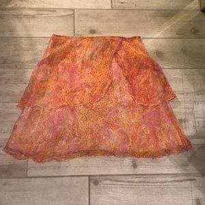 ORANGE FLOWY MINI SKIRT